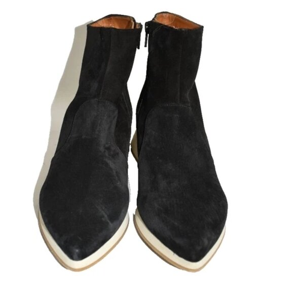 $450 CHIE MIHARA SUEDE POINTY TOE WEDGE BOOTIE BLACK ZIP COMFORT 39 (MG22) - Picture 2 of 8